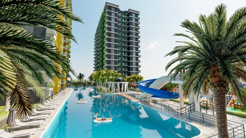 Новый уютный жилой комплекс в районе Эрдемли, апартаменты планировкой 2+1, 3+1